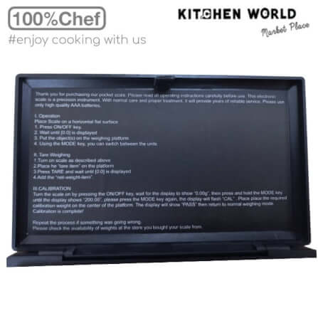 เครื่องชั่งวัตถุดิบขนาดพกพา 100% Chef 130/0001 เริ่มต้น 0.01 กรัม_7